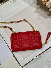 Dior Caro detachable card holder red supple cannage calfskin 12cm - 2
