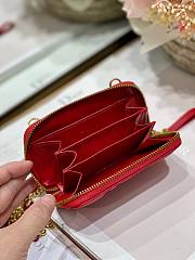 Dior Caro detachable card holder red supple cannage calfskin 12cm - 3