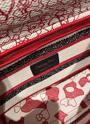 Dior medium Lady D-lite bag red and white D-royaume d'amour embroidery 24cm - 6