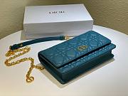 Dior Caro belt pouch with chain steel blue supple cannage calfskin 20cm - 5