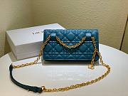 Dior Caro belt pouch with chain steel blue supple cannage calfskin 20cm - 4
