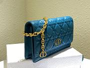 Dior Caro belt pouch with chain steel blue supple cannage calfskin 20cm - 3