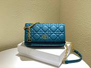 Dior Caro belt pouch with chain steel blue supple cannage calfskin 20cm - 1