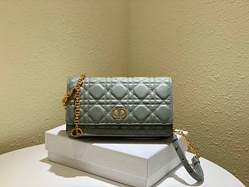 Dior Caro belt pouch with chain gray supple cannage calfskin 20cm
