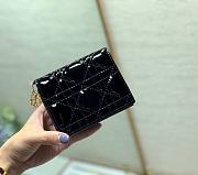 Dior mini Lady wallet black patent cannage calfskin 11cm - 2