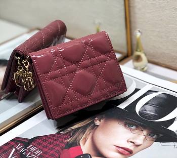 Dior mini Lady wallet plum pink patent cannage calfskin 11cm