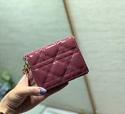 Dior mini Lady wallet plum pink patent cannage calfskin 11cm - 2
