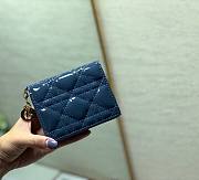 Dior mini Lady wallet indigo blue patent cannage calfskin 11cm - 2