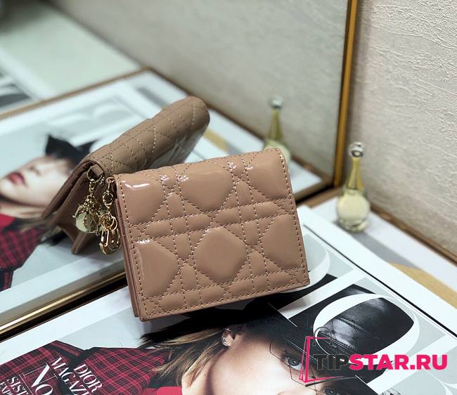 Dior mini Lady wallet nude patent cannage calfskin 11cm - 1