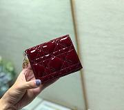 Dior mini Lady wallet wine patent cannage calfskin 11cm - 2