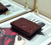 Dior mini Lady wallet wine patent cannage calfskin 11cm - 3