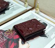 Dior mini Lady wallet wine patent cannage calfskin 11cm - 4