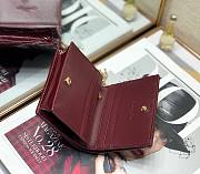 Dior mini Lady wallet wine patent cannage calfskin 11cm - 5