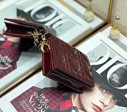 Dior mini Lady wallet wine patent cannage calfskin 11cm - 6