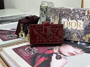 Dior Lady 5-gusset card holder wine patent cannage calfskin 10.5cm - 1