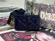 Dior Lady 5-gusset card holder dark blue patent cannage calfskin 10.5cm - 1