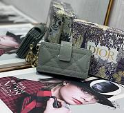 Dior Lady 5-gusset card holder gray patent cannage calfskin 10.5cm - 1