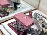 Dior Lady 5-gusset card holder pink patent cannage calfskin 10.5cm - 5
