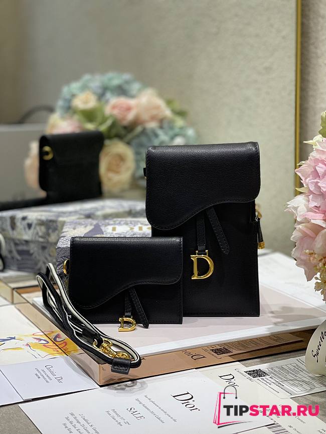 Dior Saddle multifunction pouch in black 18.5cm - 1