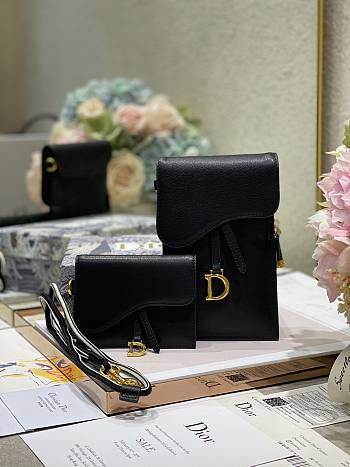 Dior Saddle multifunction pouch in black 18.5cm