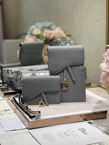 Dior Saddle multifunction pouch in gray 18.5cm