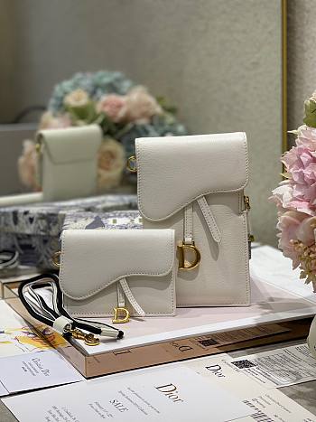Dior Saddle multifunction pouch in white 18.5cm