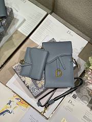 Dior Saddle multifunction pouch in blue-gray 18.5cm - 3