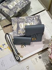 Dior Saddle multifunction pouch in blue-gray 18.5cm - 4