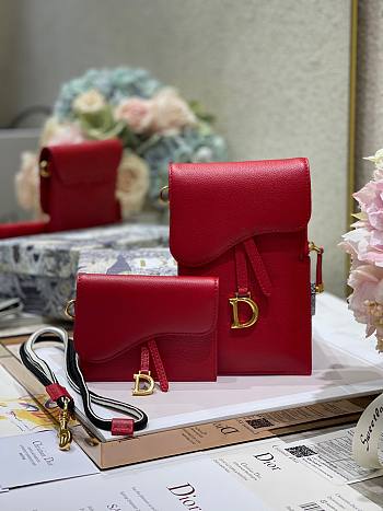 Dior Saddle multifunction pouch in red 18.5cm
