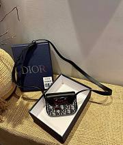 Dior Nano pouch beige and black oblique jacquard and black smooth calfskin 11.5cm - 1