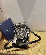 Dior Vertical pouch beige and black oblique jacquard and black smooth calfskin 11cm - 1