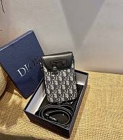 Dior Vertical pouch beige and black oblique jacquard and black smooth calfskin 11cm - 2