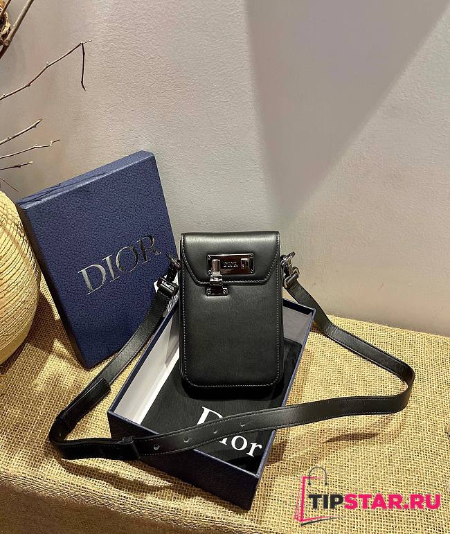 Dior Vertical pouch black smooth calfskin 11cm - 1