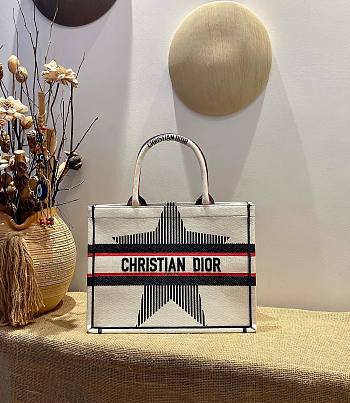 Dior Book tote Dioralps white three-tone embroidery 36cm