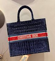 Dior Book tote blue crocodile-effect embroidered velvet 41.5cm - 6