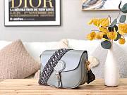 Dior Large bobby bag gray grained calfskin with blue dior oblique embroidered shoulder strap 27cm - 3