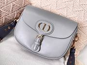 Dior Large bobby bag gray grained calfskin with blue dior oblique embroidered shoulder strap 27cm - 6