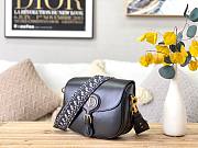 Dior Large bobby bag black with blue dior oblique embroidered shoulder strap 27cm - 6