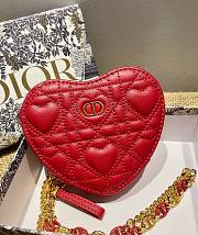 Dior Dioramour caro heart pouch with chain red cannage calfskin with heart motif 11cm - 3