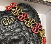 Dior Dioramour caro heart pouch with chain black cannage calfskin with heart motif 11cm - 6
