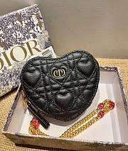 Dior Dioramour caro heart pouch with chain black cannage calfskin with heart motif 11cm - 4