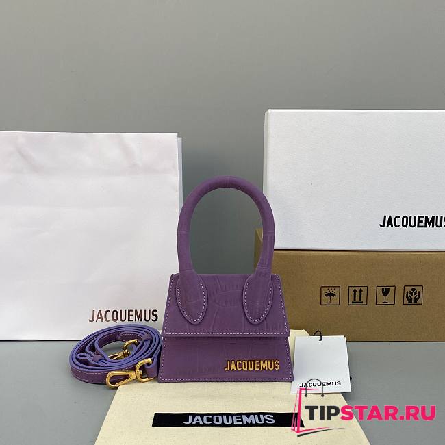 Jacquemus | Le chiquito mini crocodile-effect bag in purple 12cm - 1