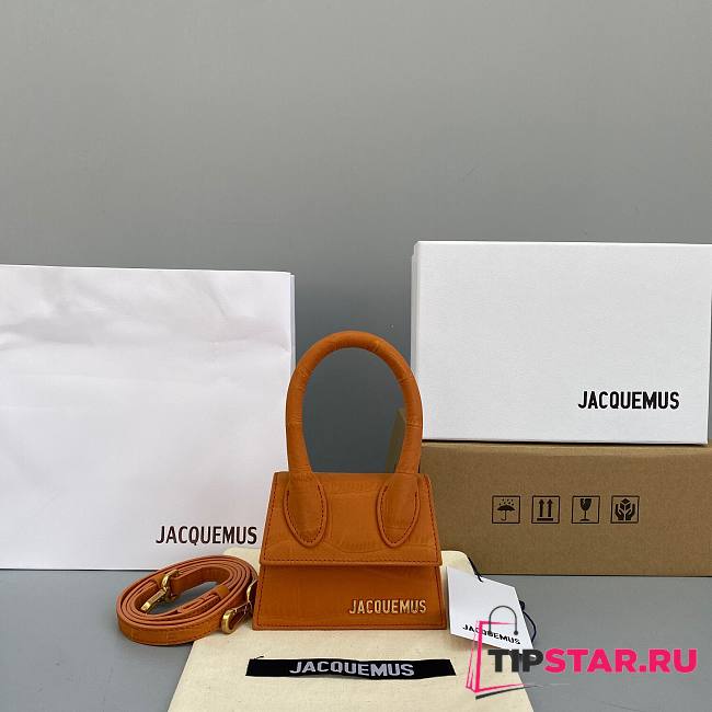 Jacquemus | Le chiquito mini crocodile-effect bag in orange 12cm - 1