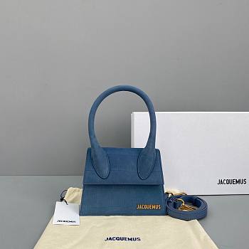 Jacquemus | Le chiquito moyen small crocodile-effect bag in blue 18cm