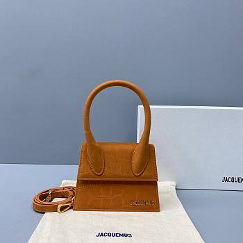 Jacquemus | Le chiquito moyen small crocodile-effect bag in orange 18cm