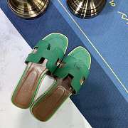 Hermes Oran sandal green leather - 4