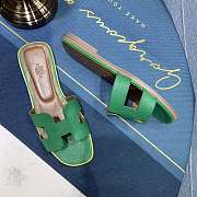 Hermes Oran sandal green leather - 5