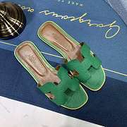 Hermes Oran sandal green leather - 6