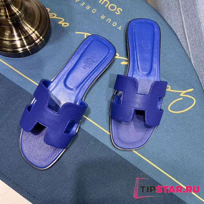 Hermes Oran sandal blue leather - 1