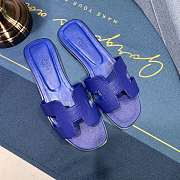 Hermes Oran sandal blue leather - 6